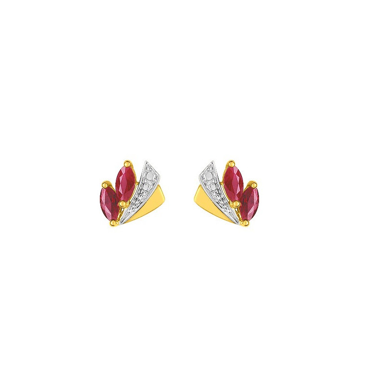 Boucles d'oreilles or bicolore 750/1000è Rubis