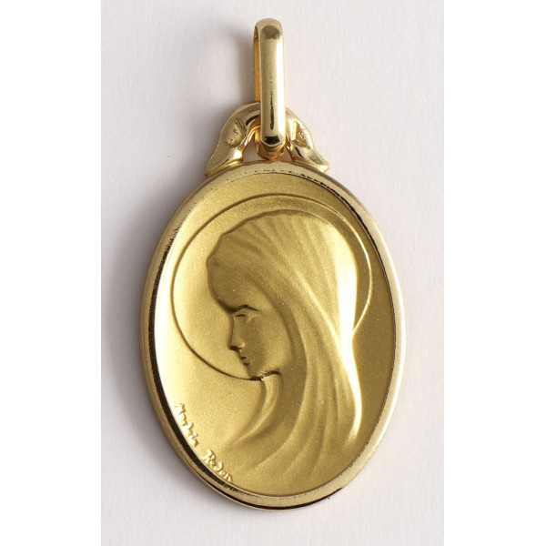 Médaille or jaune 750/1000ème vierge ovale