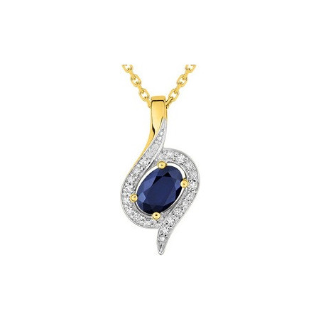Collier or jaune 750/1000ème Saphir Diamants