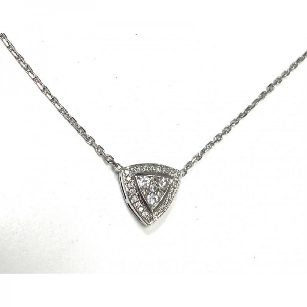 Collier or gris 750/1000e triangulaire pavé diamants